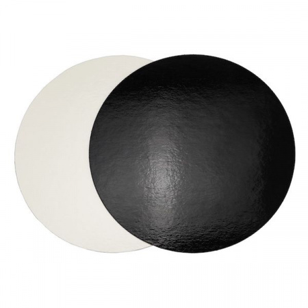 Подложка для торта Чёрный/Жемчуг 2х сторон. 1.8 мм, Ø 240 мм