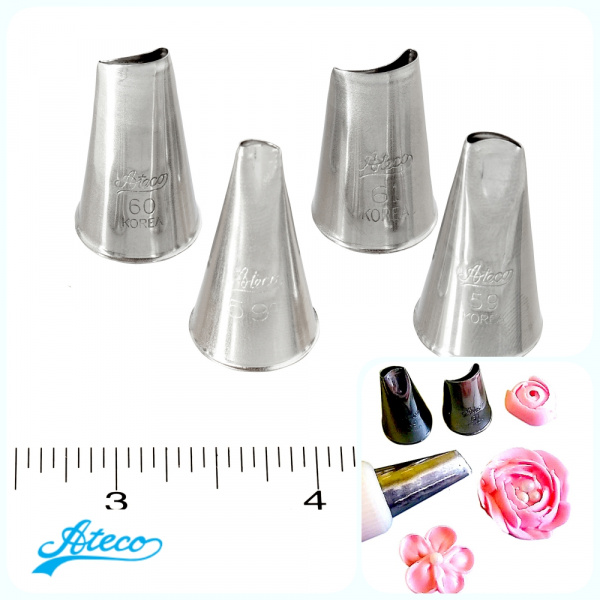 Кондитерская насадка лепесток розы изогнутый № 59, 60, 61 от Ateco | малый размер