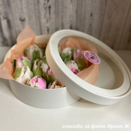 Коробка для выпечки круглая (шайба) 20•8 см БИРЮЗОВАЯ (окно, крышка+дно) | упак. 5-20 шт