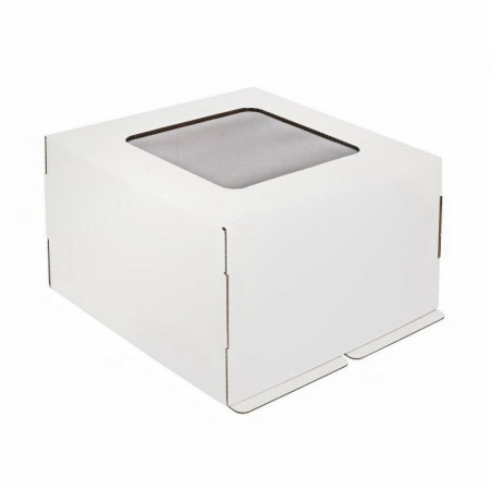 Коробка для торта 35•35•35 см с окном Белая (крышка+дно) | упак. 5-25 шт
