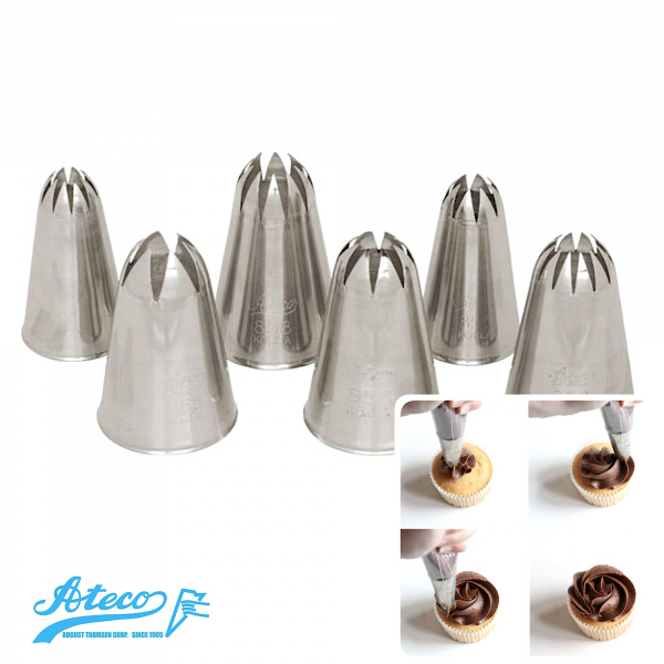 Кондитерские насадки закрытая звезда №852, 853, 854, 855, 856, 857, 858 от Ateco | Классика