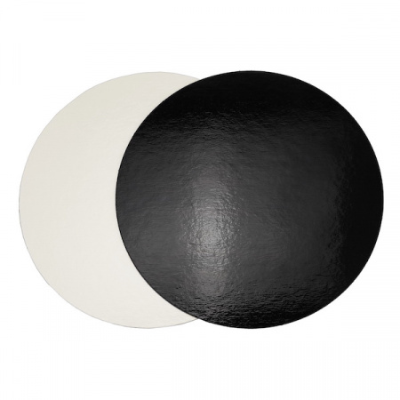 Подложка для торта Чёрный/Жемчуг 2х сторон. 1.8 мм, Ø 220 мм