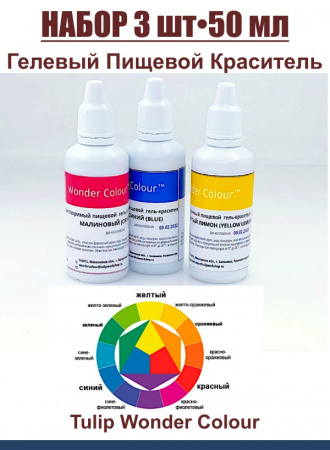 Базовый набор пищевых гелевых красителей 3 шт•50 мл Tulip Wonder Colour
