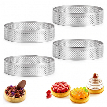 Формы для выпечки нерж.сталь перфорир. | набор 6 шт мини Кольца (высота 2 см, Ø 6-12 см)