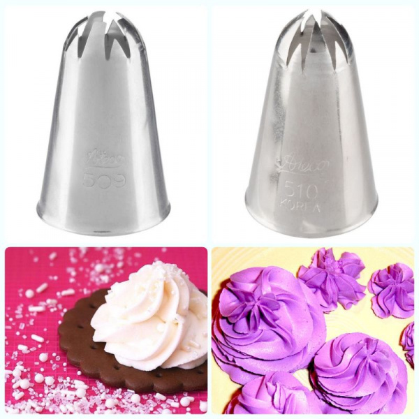 Кондитерская насадка закрытая звезда (разные лучи) №509, 510 Ateco | средний размер