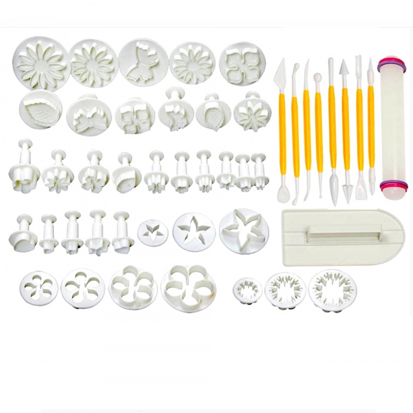 Большой набор для мастики: плунжеры, скалка, инструменты