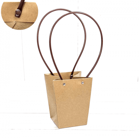 Пакет-Переноска (ваза для букетов) 15•13•9 см, КРАФТ